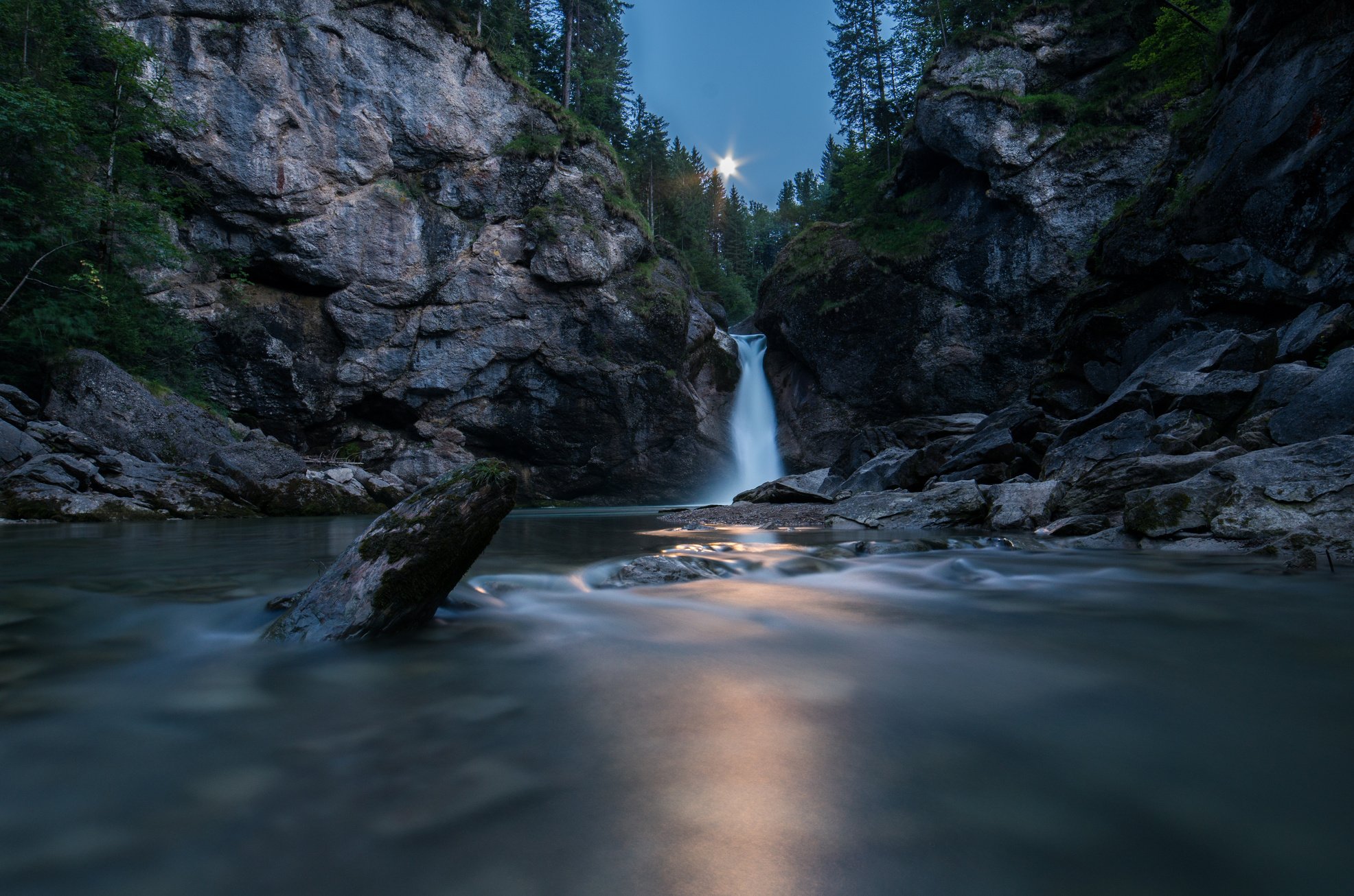 Waterfall at night